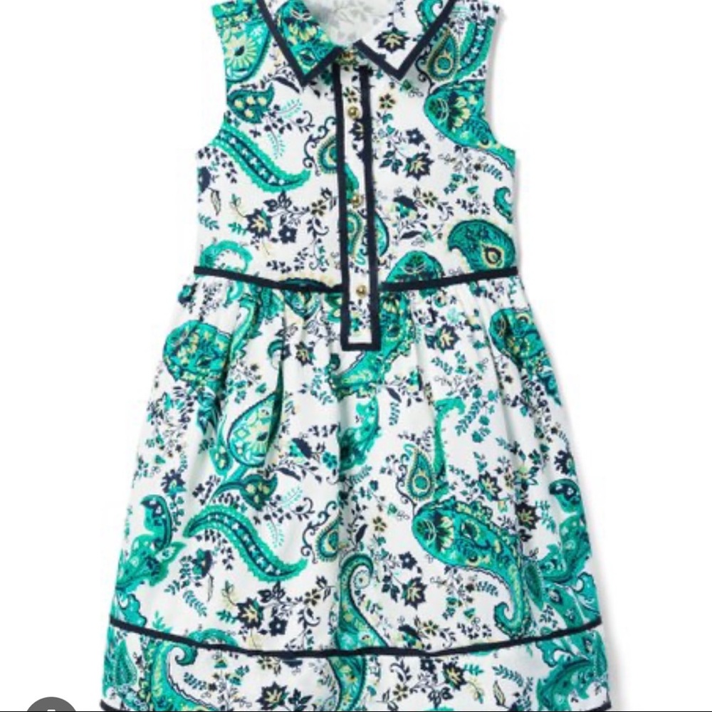 Janie and Jack green and navy paisley print dress size 6